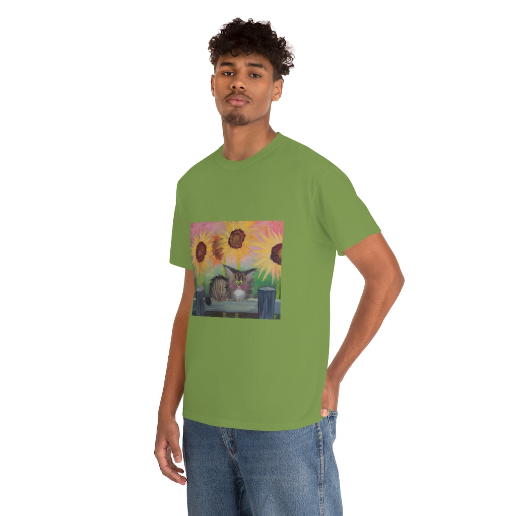 Stella with Sunflowers Cranky Cat T-Shirt! Free Shipping