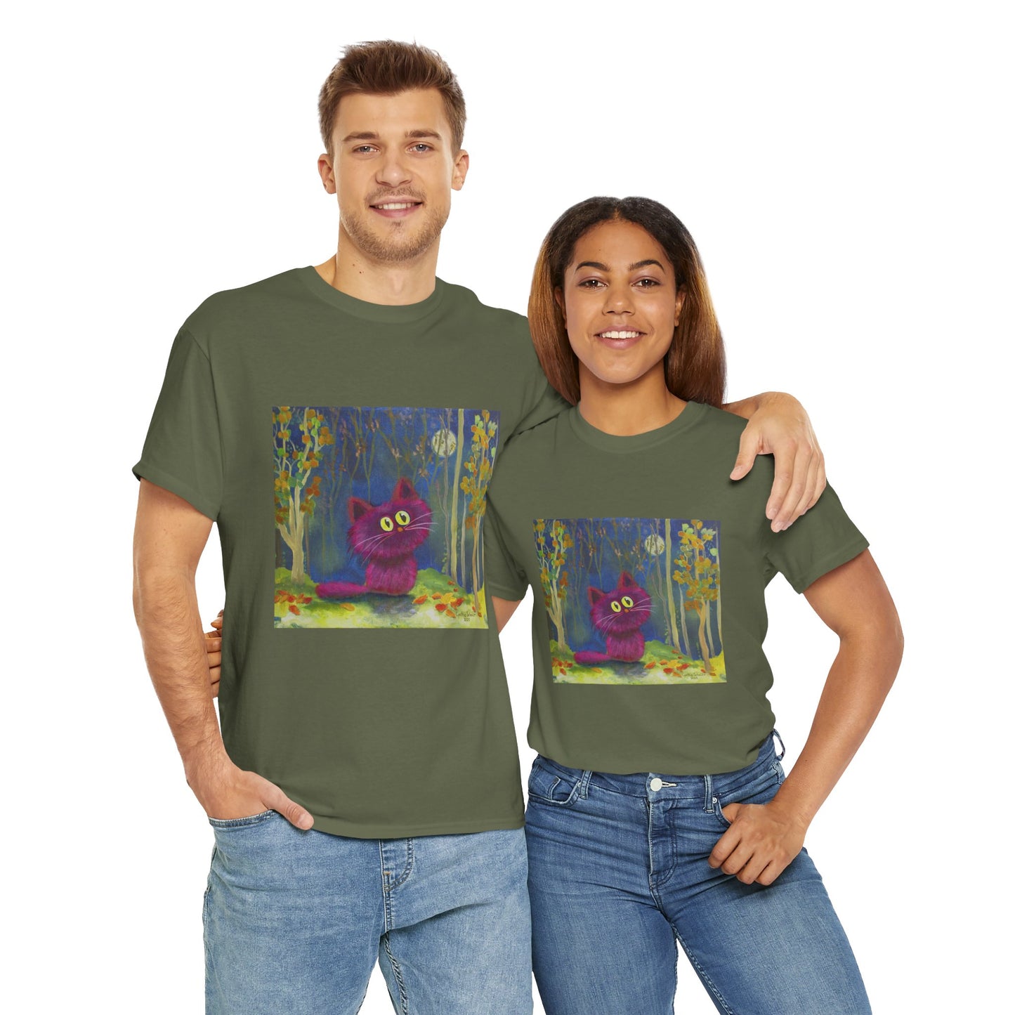 MoonKitten in the Forest Cranky Cat T-Shirt!  Free Shipping