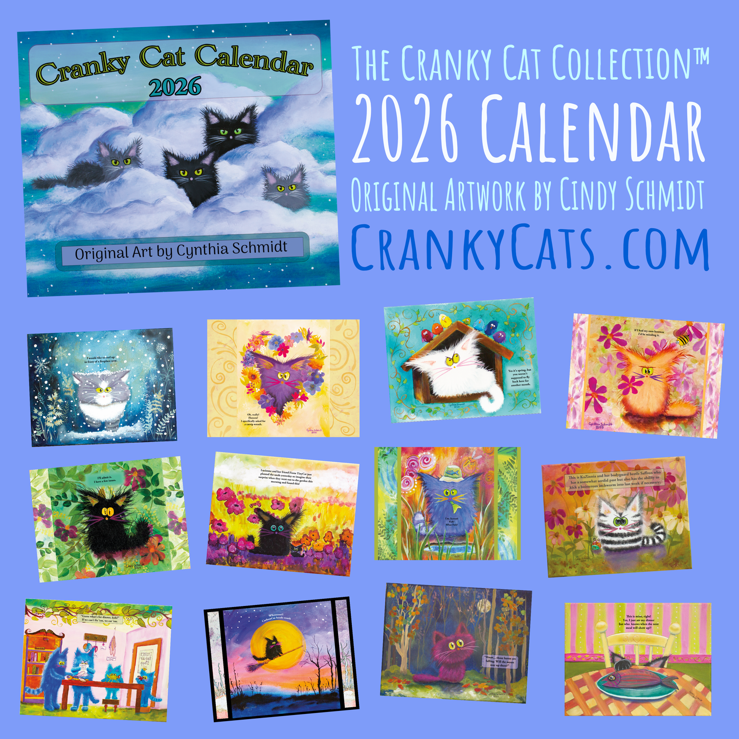 2026 Cranky Cats Calendar by Cindy Schmidt Cranky Cat Collection™