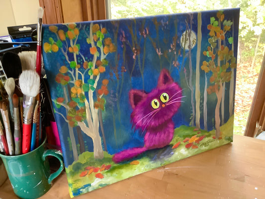 MoonKitten in the Forest - Original Painting