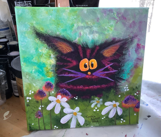 Striped Garden Cat - Original Painting