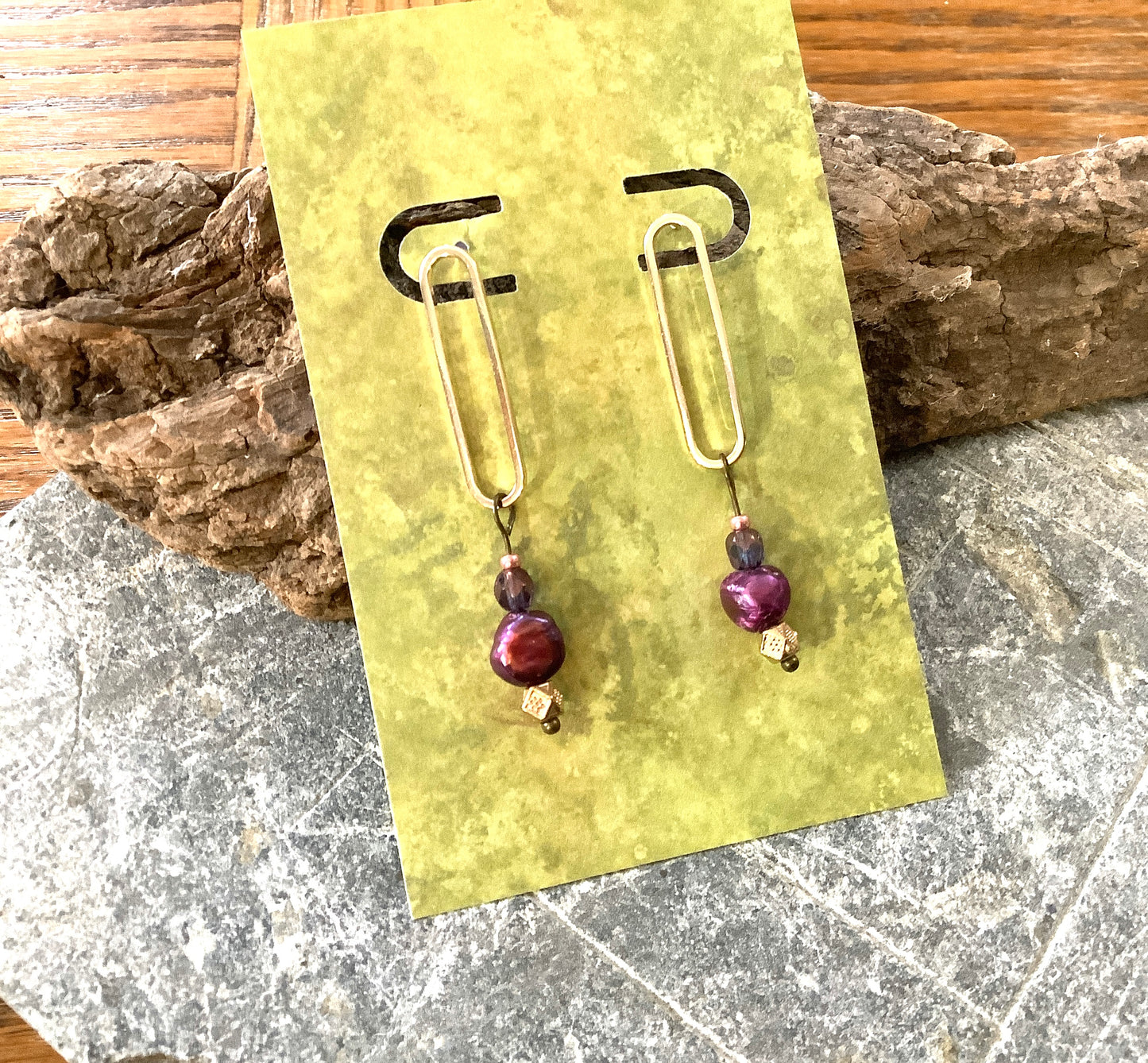 Purply Pink Pearl Post Earrings