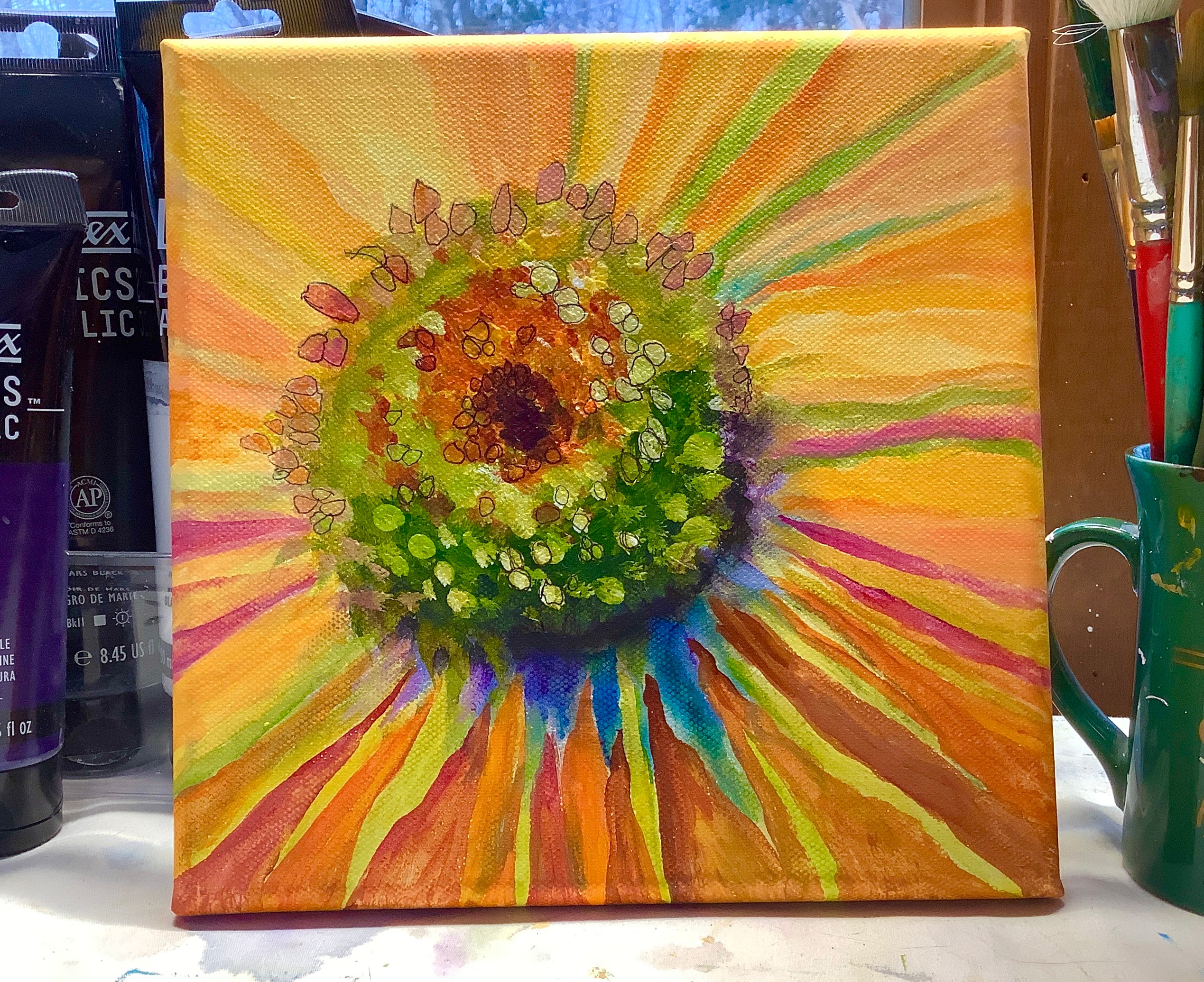 A Weird Sunflower - Original Painting – Cranky Cat Collection