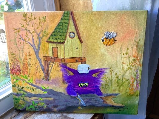 Carpenter Cat and Assistant - Original Painting