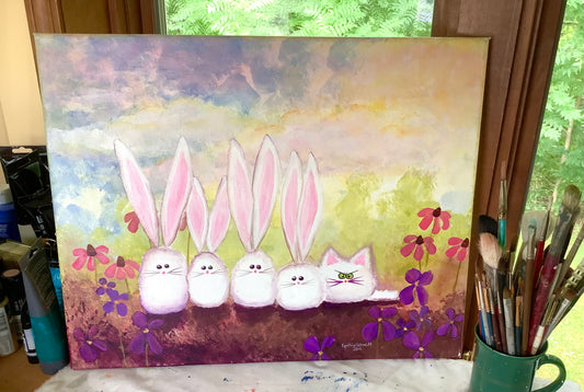 The Cabbits — a Blended Family - Original Painting