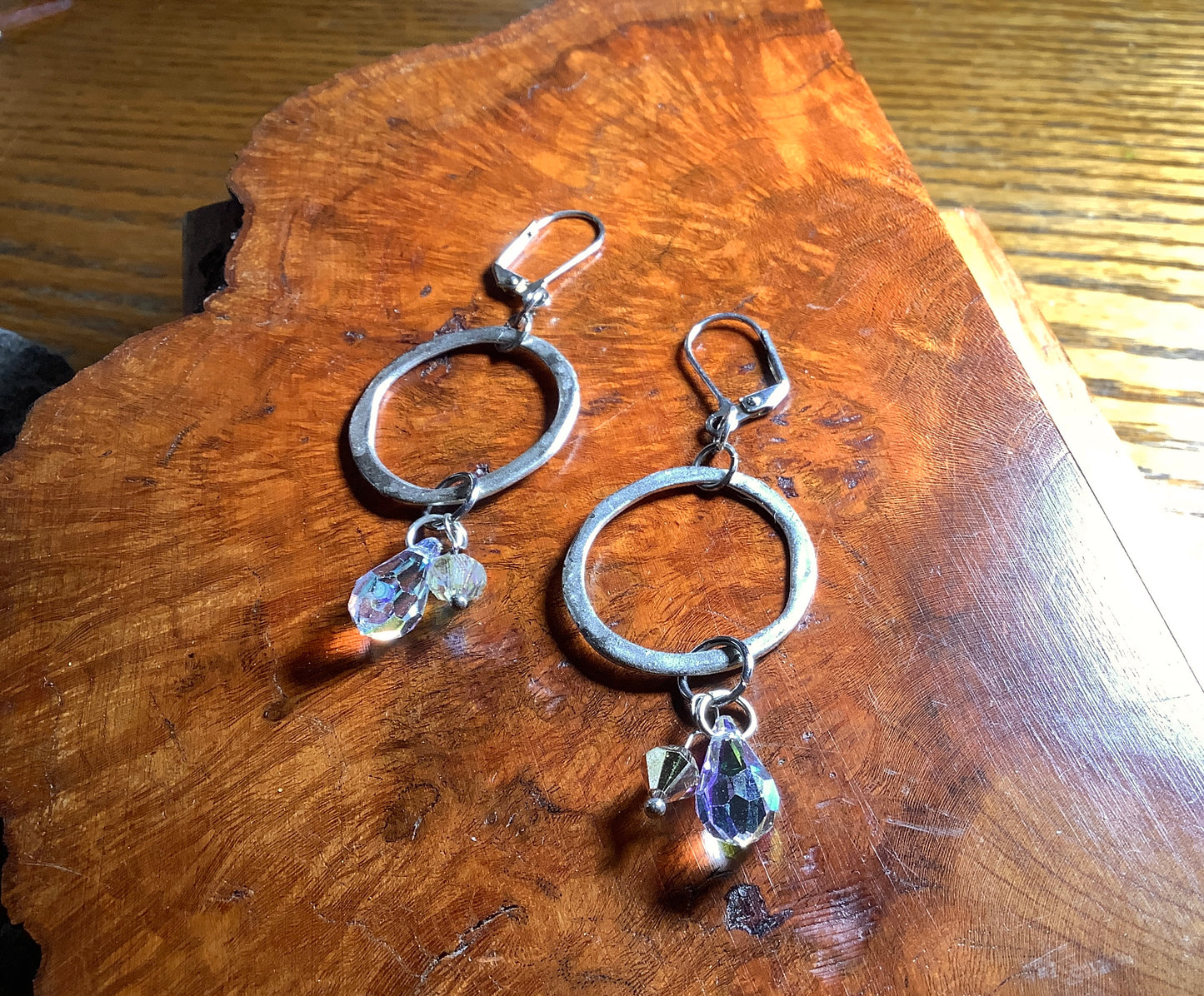 Crystals and a Moon Circle — Earrings