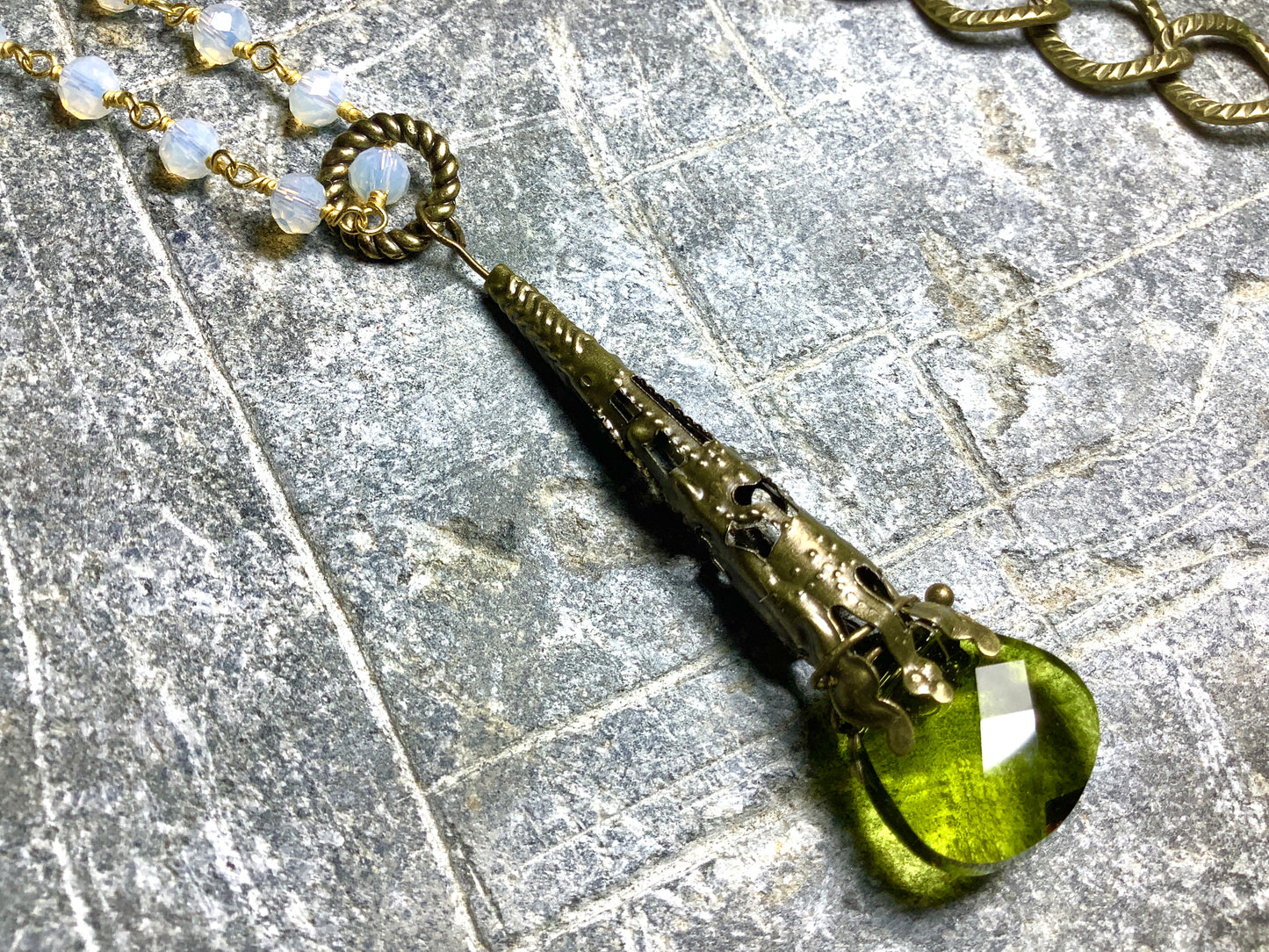 Swamp Green Crystal, Just For You — Necklace
