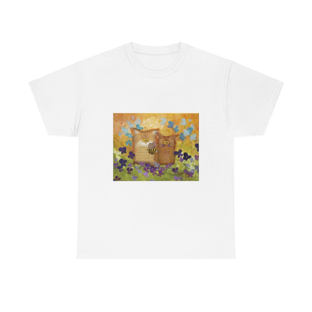 2 Orange Cranky Cats and BEE - T-Shirt!  Free Shipping