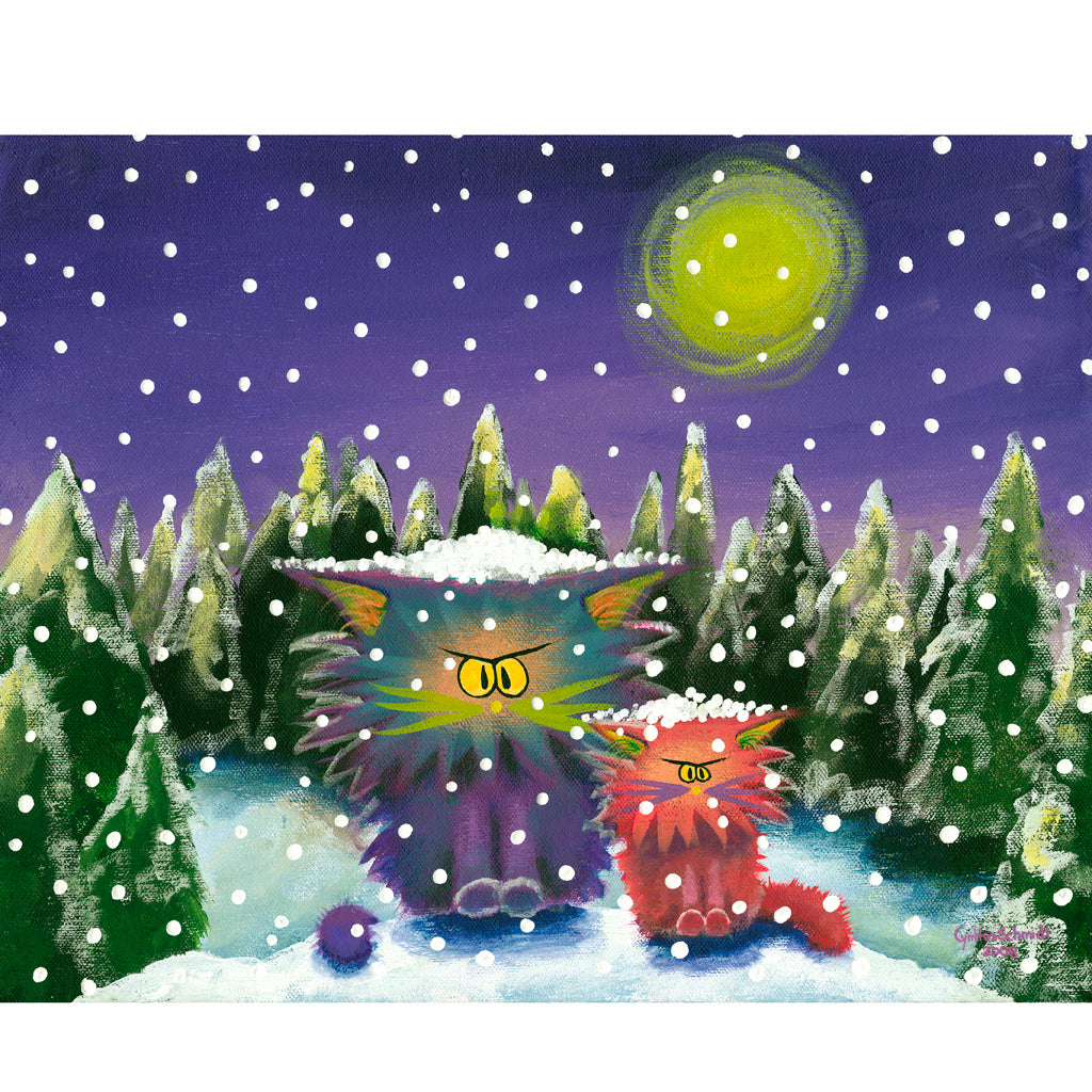 Cranky Cats in a Snow Storm - Cranky Cat Collection™ by Cindy Schmidt