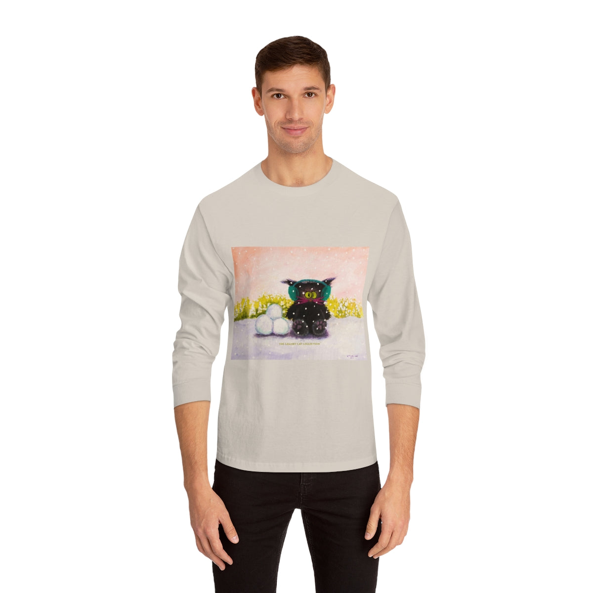 Winter Cranky Cat Long Sleeve T-Shirt - Free Shipping!