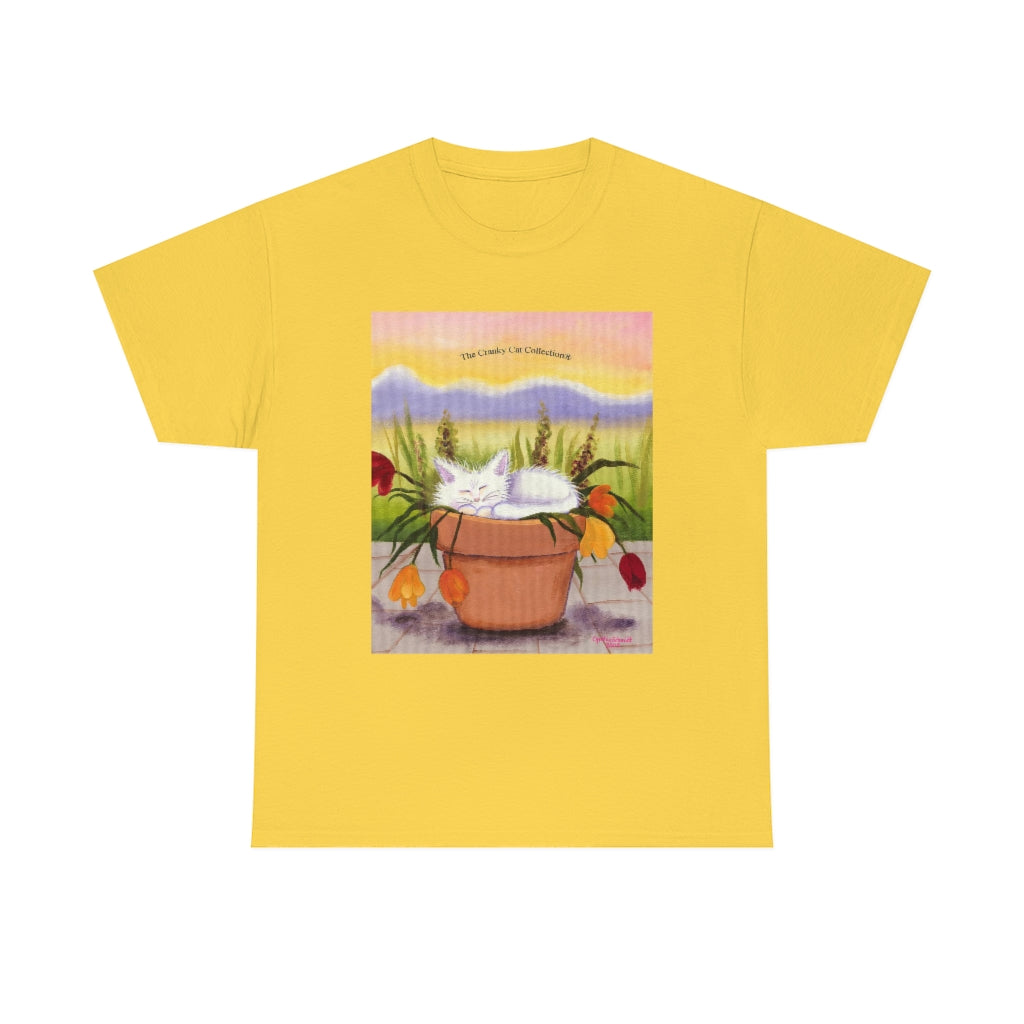 Flowerpot Kitty Cranky Cat T-Shirt!  Free Shipping