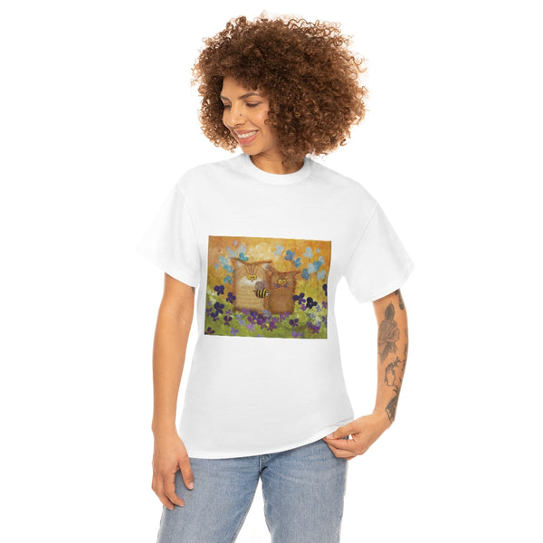 2 Orange Cranky Cats and BEE - T-Shirt!  Free Shipping