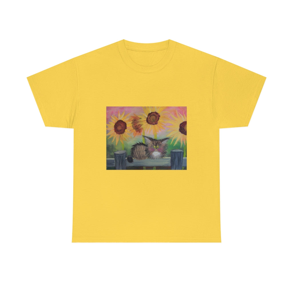 Stella with Sunflowers Cranky Cat T-Shirt!  Free Shipping