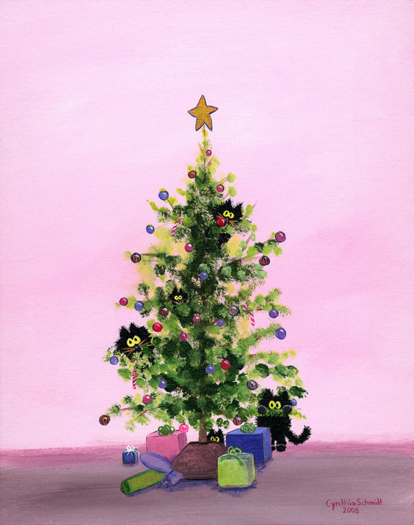 Christmas Tree with Kitties by Cindy Schmidt