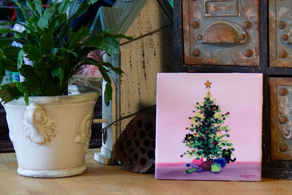 Christmas Tree Kitties - Ceramic Tile