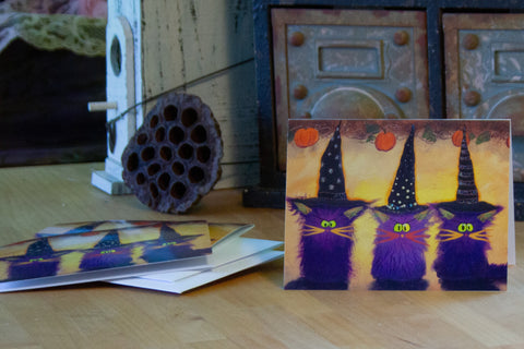 Halloween 3 Purple Witches — Note Card