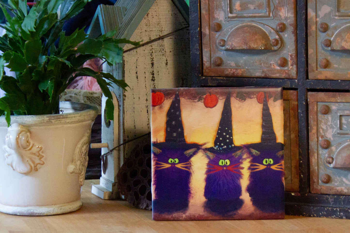 Halloween Purple Witches - Ceramic Tile