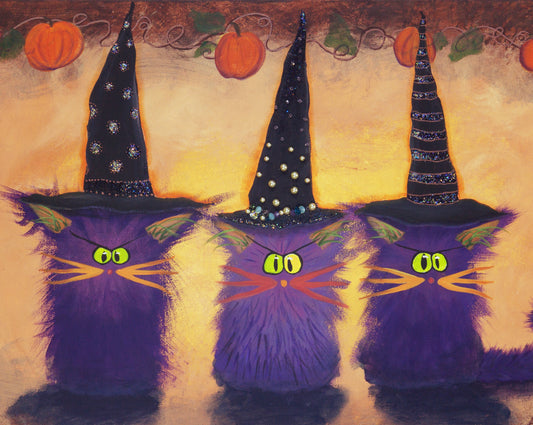 Halloween Purple Witches — Matted Print