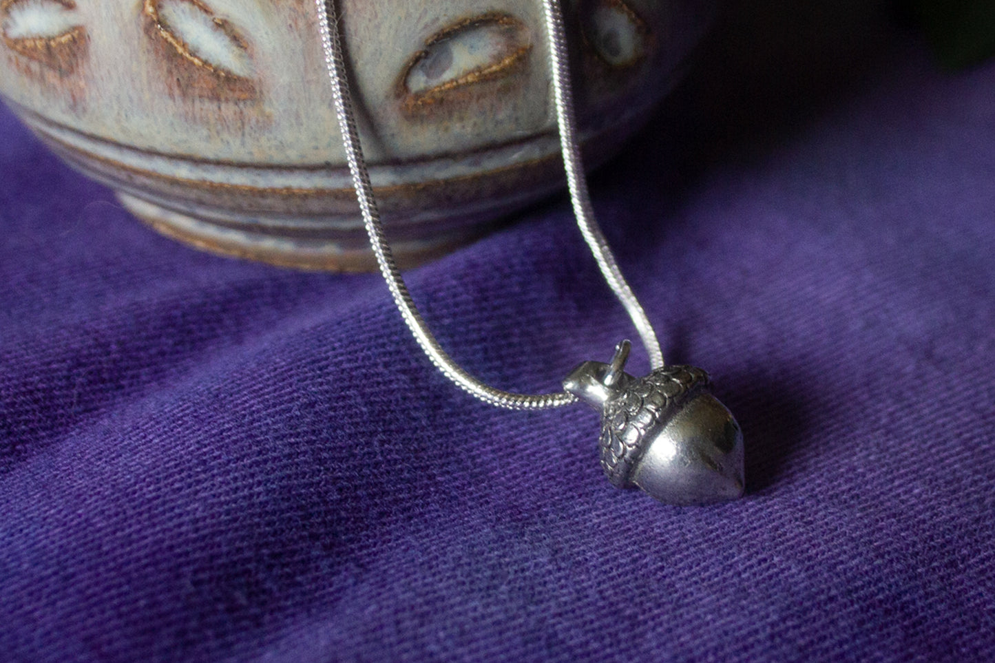 Delicate Silver Acorn Necklace