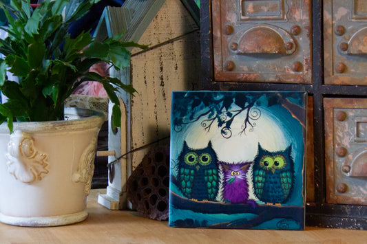 Nervous Owls - Ceramic Tile