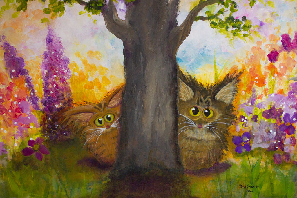 Peeking Kitties — Matted Print