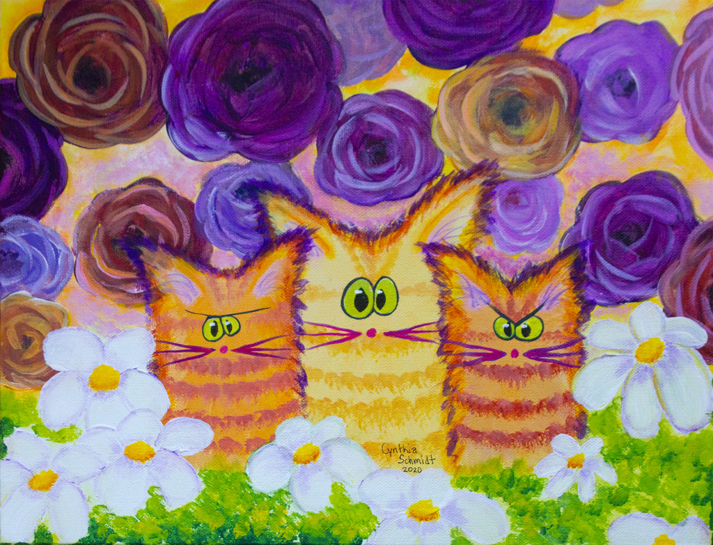Roses, Daisies, and Cats - ™Cranky Cat Collection by Cindy Schmidt