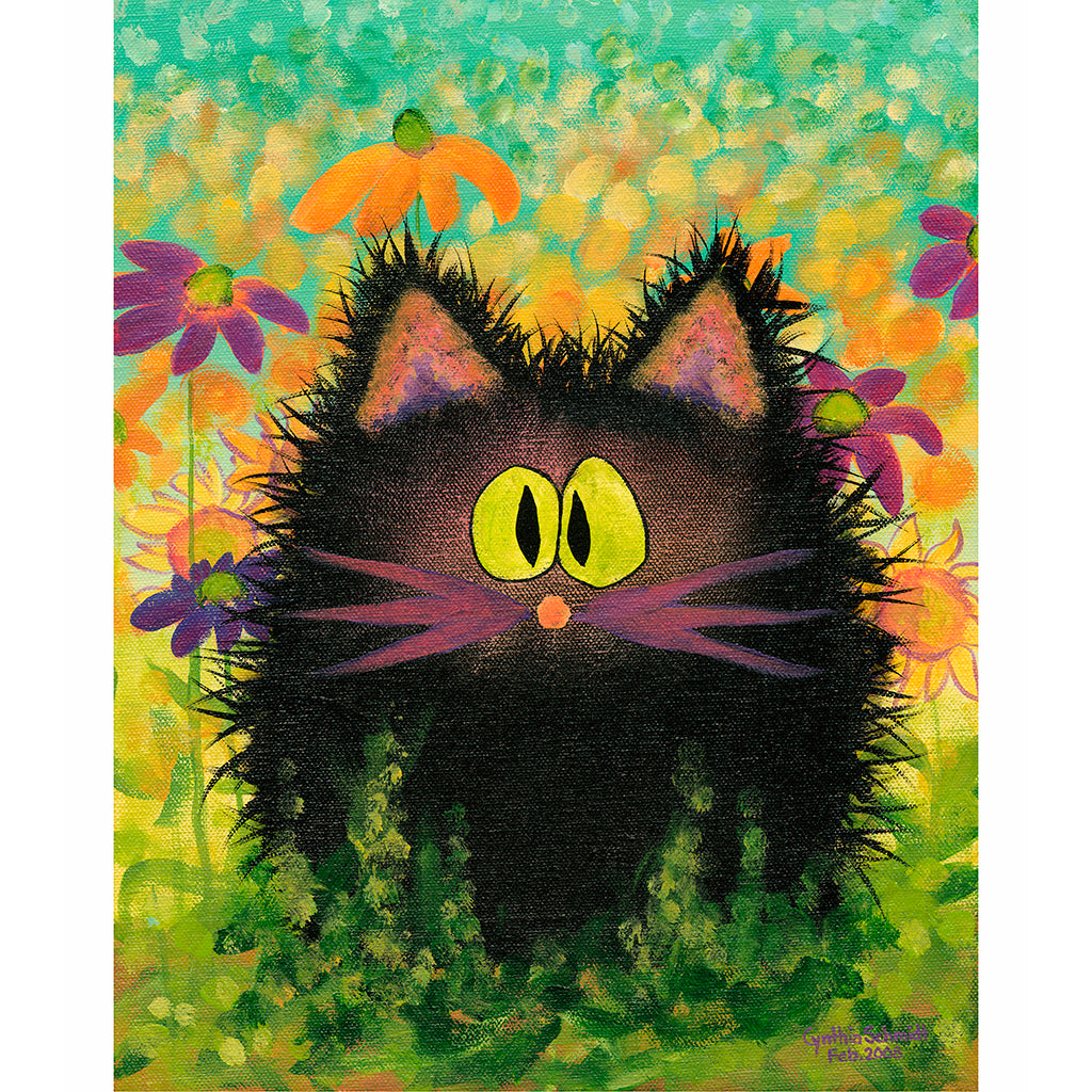 Scaredy Cat in Daisies - Cranky Cat Collection™ by Cindy Schmidt