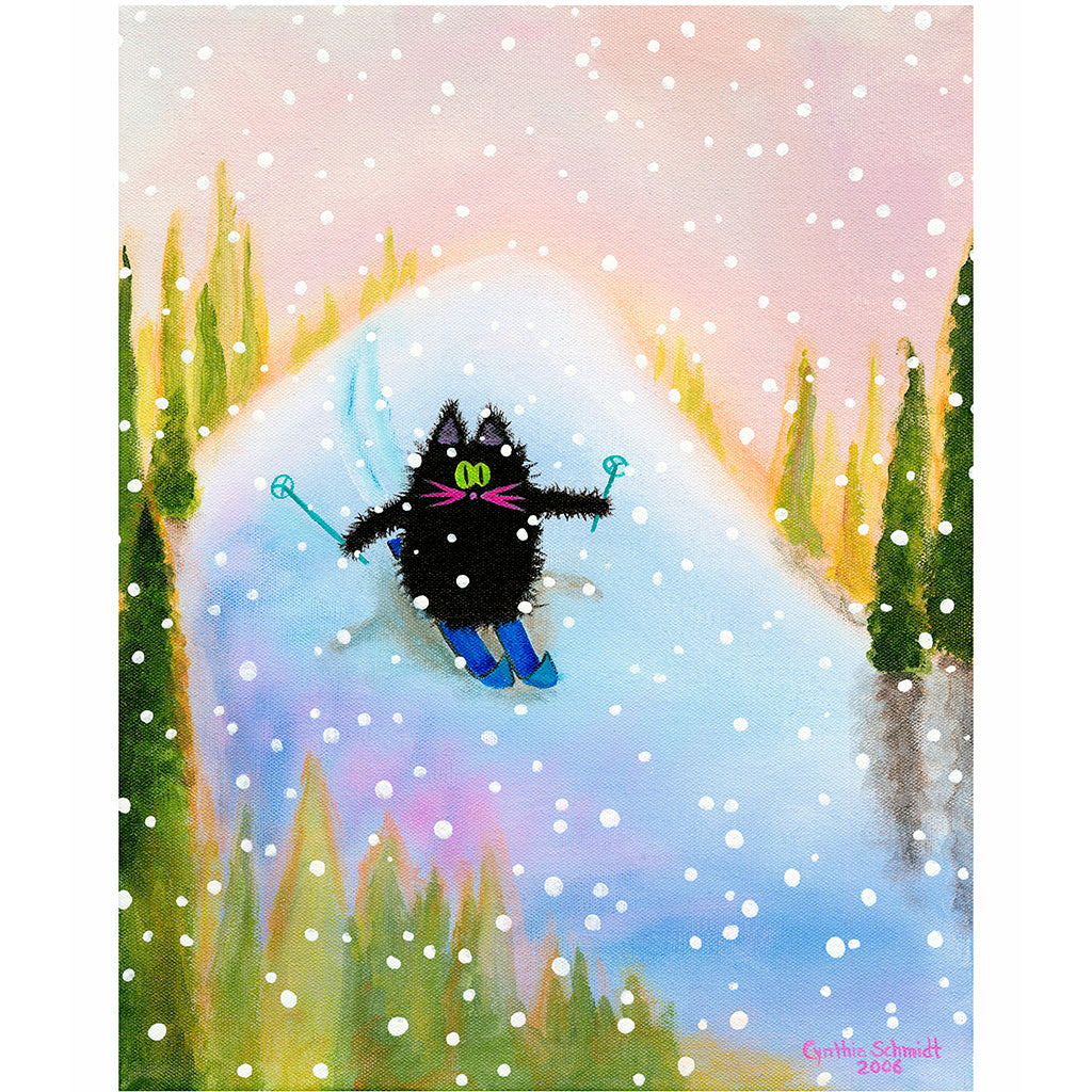 Skiing Scaredy Cat - Cranky Cat Collection™ by Cindy Schmidt
