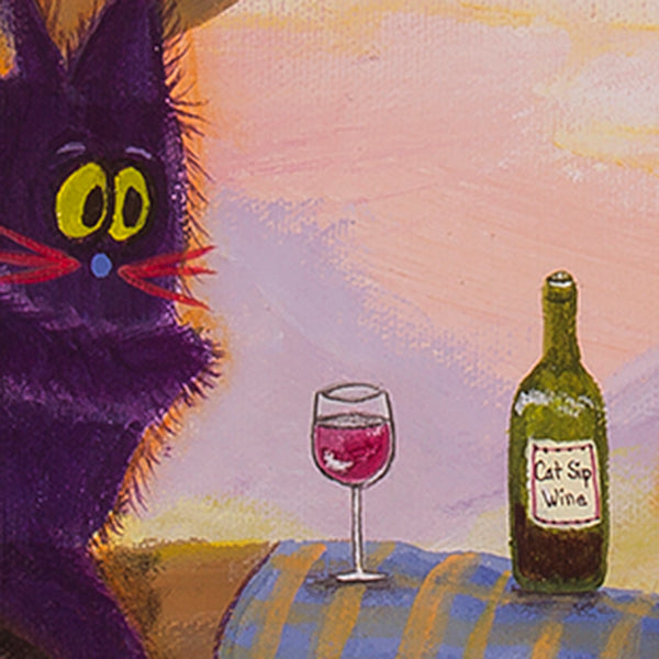 Wine Fest In Tree - Cranky Cat Collection™ by Cindy Schmidt