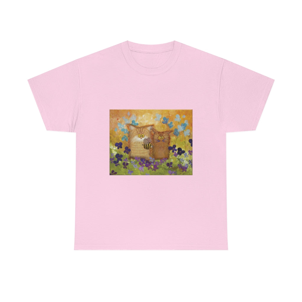 2 Orange Cranky Cats and BEE - T-Shirt!  Free Shipping