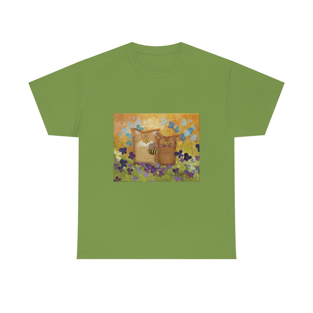 2 Orange Cranky Cats and BEE - T-Shirt!  Free Shipping