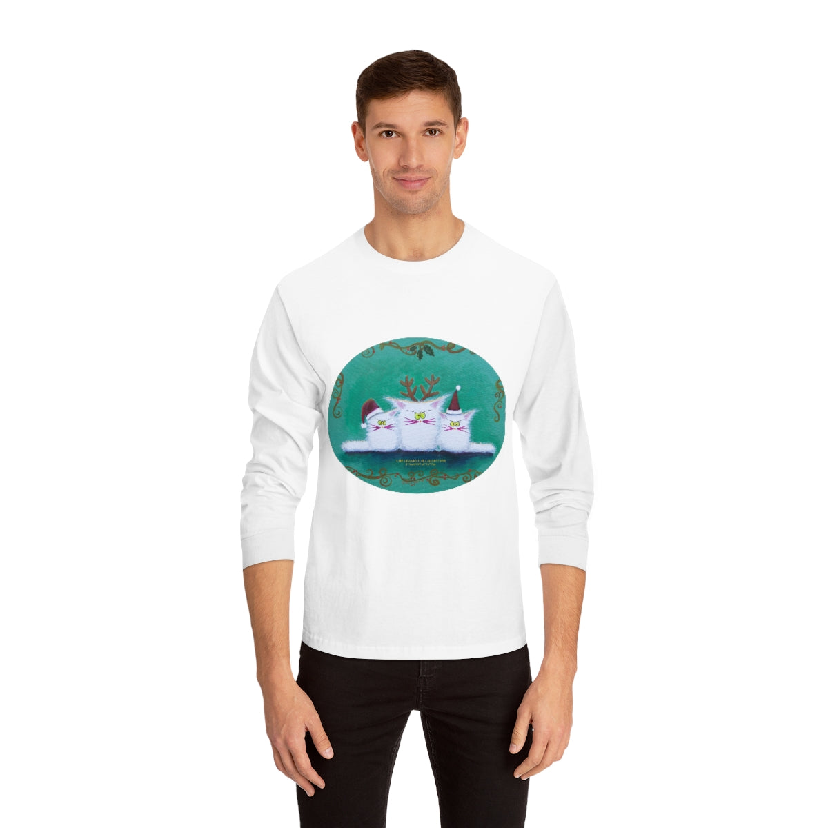 Christmas Cranky Cat Long Sleeve T-Shirt - Free Shipping!