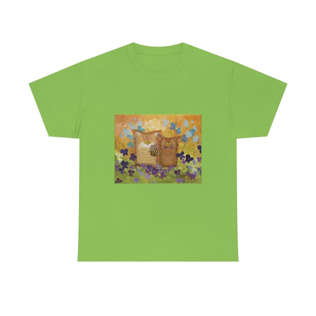2 Orange Cranky Cats and BEE - T-Shirt!  Free Shipping