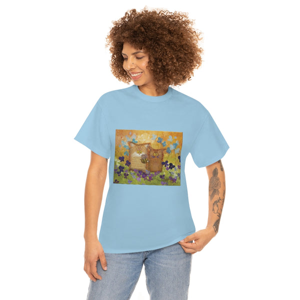 2 Orange Cranky Cats and BEE - T-Shirt!  Free Shipping