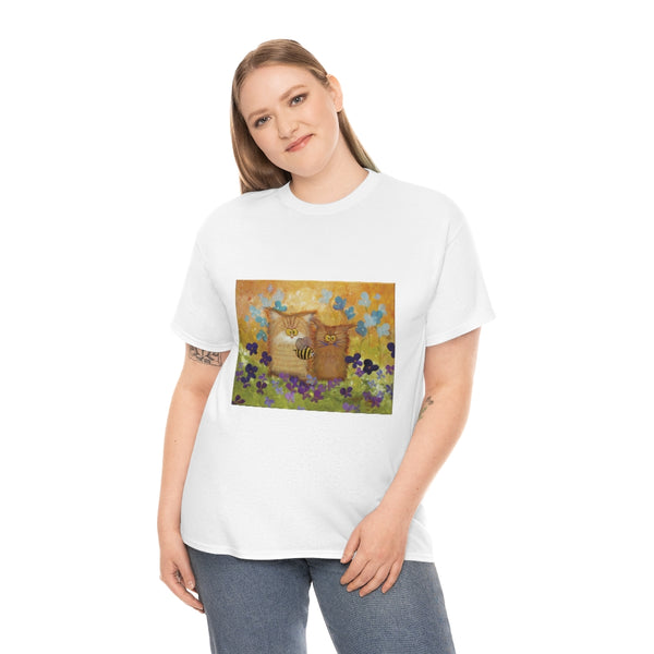 2 Orange Cranky Cats and BEE - T-Shirt!  Free Shipping