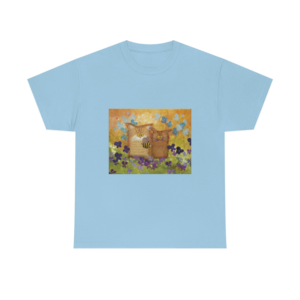 2 Orange Cranky Cats and BEE - T-Shirt!  Free Shipping